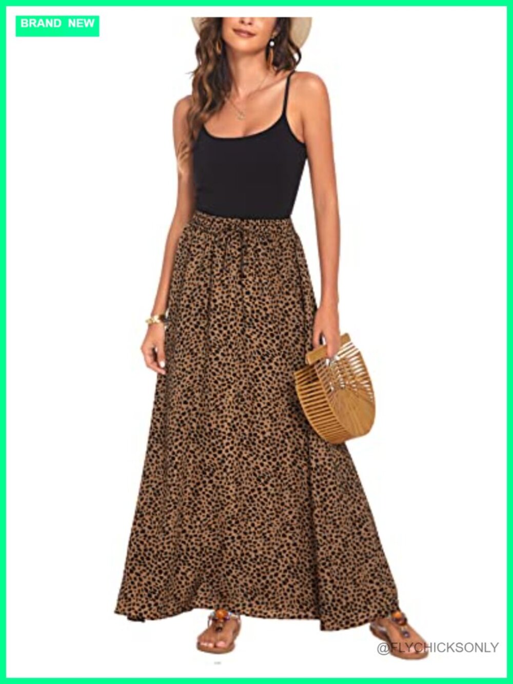 Flowy Chiffon A-Line Maxi Skirt High Waisted Pleated Boho Summer Beach